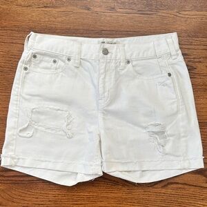 Madewell White Distressed Jean Shorts
